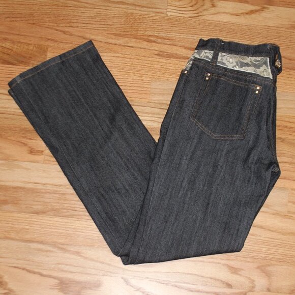 V Cristina Black Jeans with Lace and Rhinestone Button Accents - Picture 12 of 12